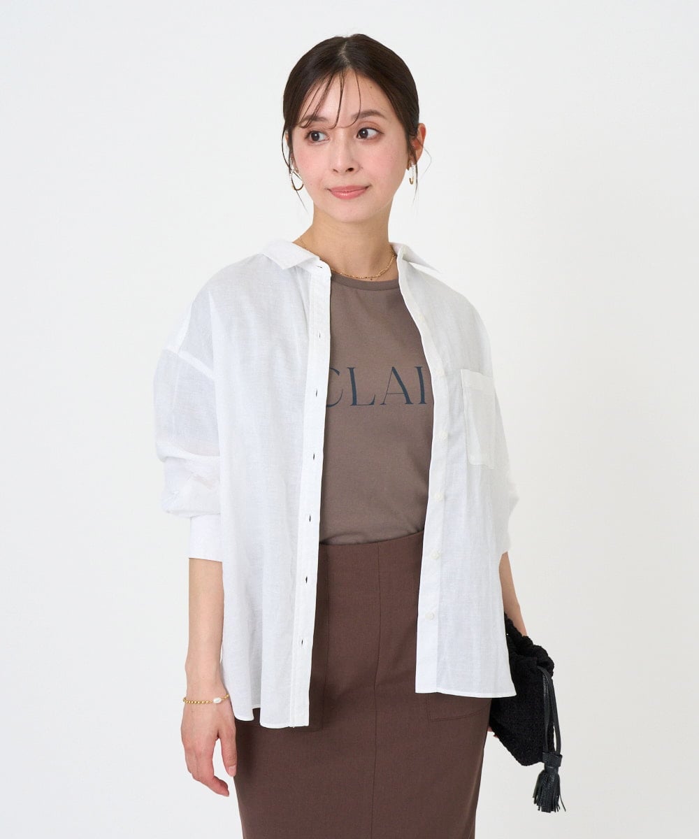 F1KGD41080 MK MICHEL KLEIN(小さいサイズ)(メゾン ドゥ サンク) 【小さいサイズ】ニュアンス配色コットンロゴTシャツ/洗濯機で洗える ホワイト