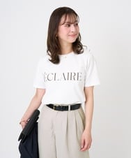 F1KGD41080 MK MICHEL KLEIN(小さいサイズ)(メゾン ドゥ サンク) 【小さいサイズ】ニュアンス配色コットンロゴTシャツ/洗濯機で洗える ホワイト