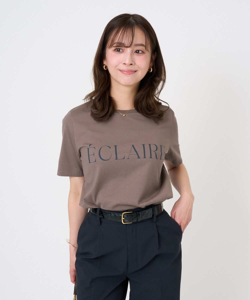 F1KGD41080 MK MICHEL KLEIN(小さいサイズ)(メゾン ドゥ サンク) 【小さいサイズ】ニュアンス配色コットンロゴTシャツ/洗濯機で洗える ホワイト