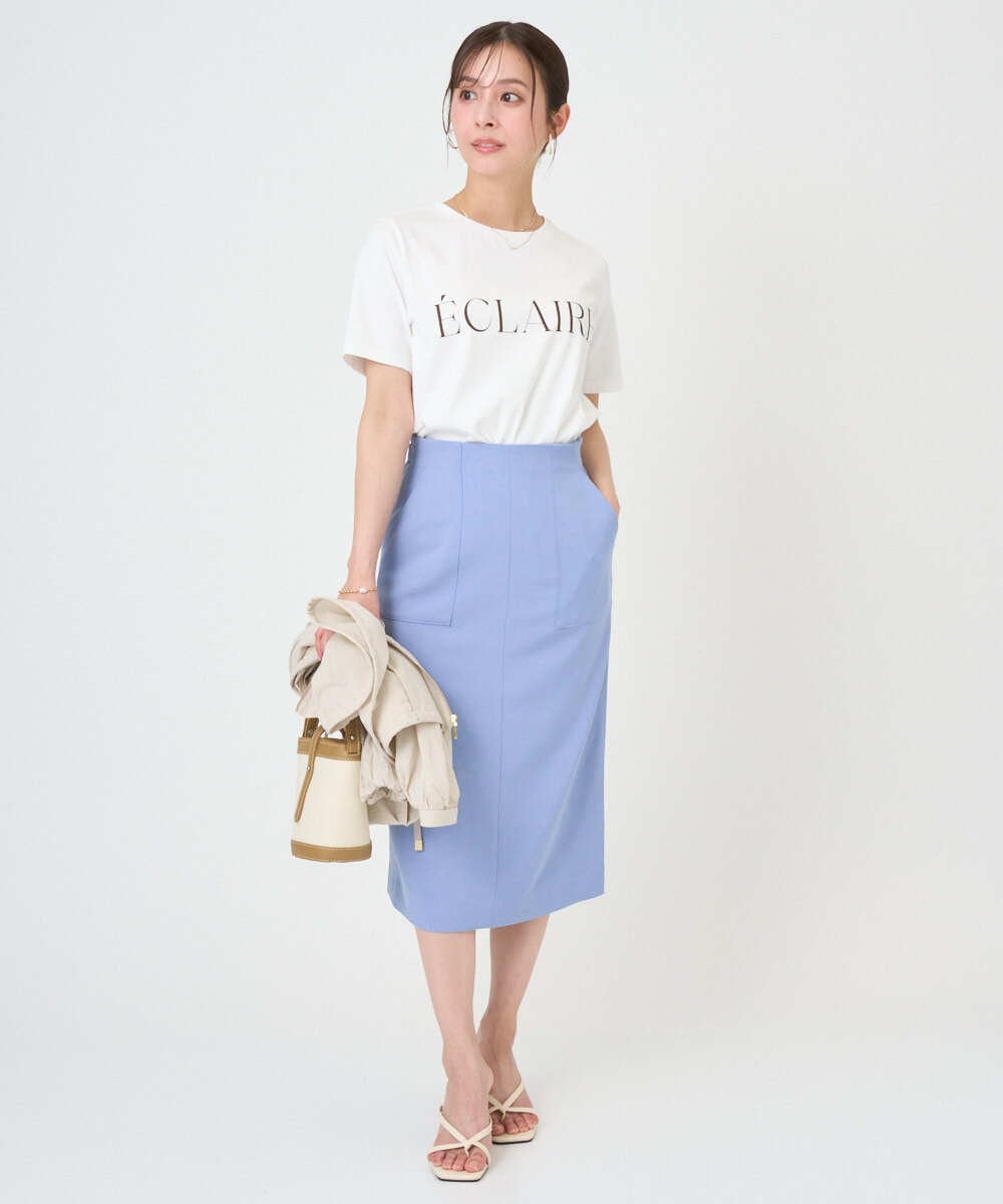 F1KGD41080 MK MICHEL KLEIN(小さいサイズ)(メゾン ドゥ サンク) 【小さいサイズ】ニュアンス配色コットンロゴTシャツ/洗濯機で洗える ホワイト