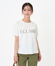 F1KGD41080 MK MICHEL KLEIN(小さいサイズ)(メゾン ドゥ サンク) 【小さいサイズ】ニュアンス配色コットンロゴTシャツ/洗濯機で洗える ホワイト