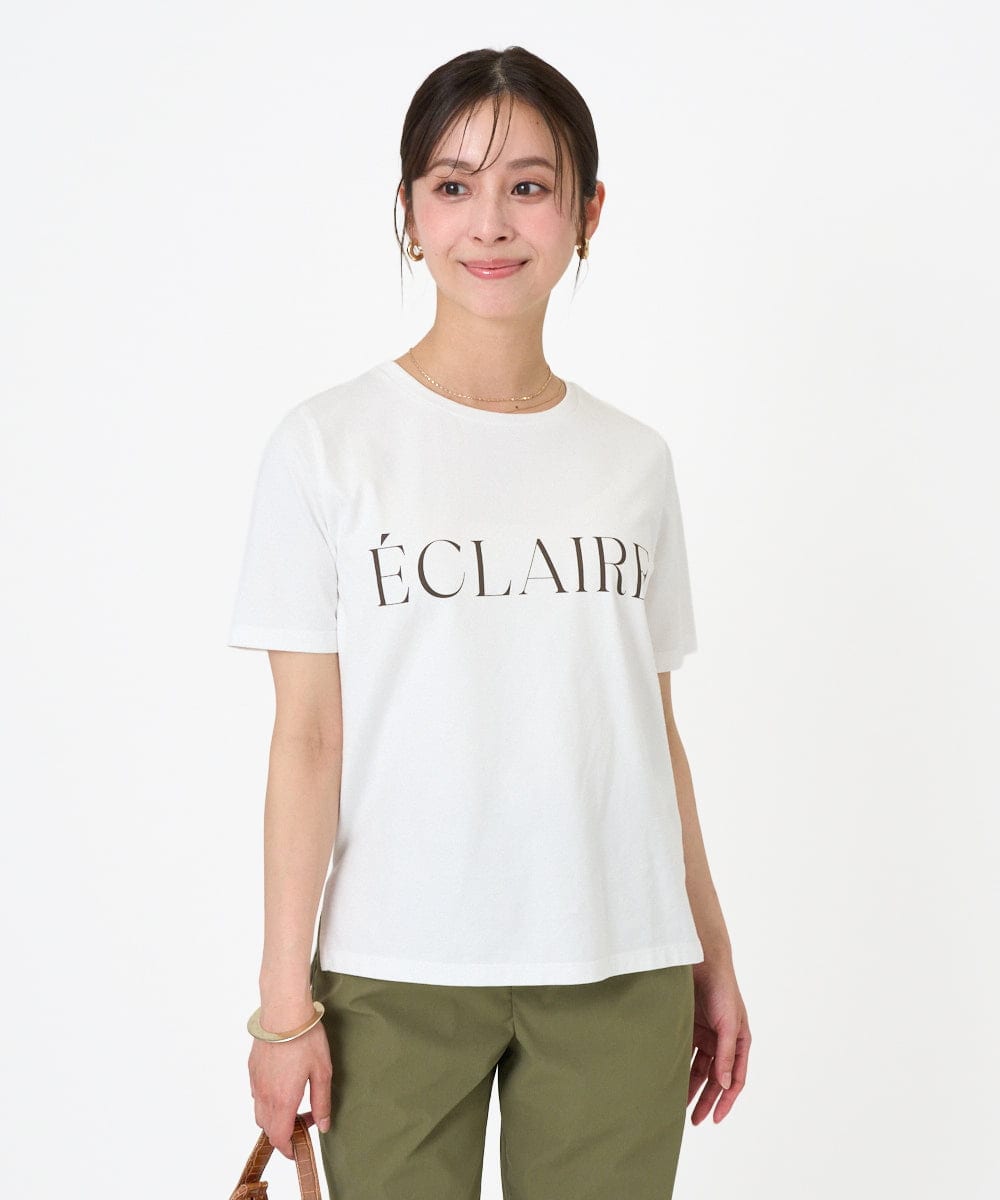 F1KGD41080 MK MICHEL KLEIN(小さいサイズ)(メゾン ドゥ サンク) 【小さいサイズ】ニュアンス配色コットンロゴTシャツ/洗濯機で洗える ホワイト