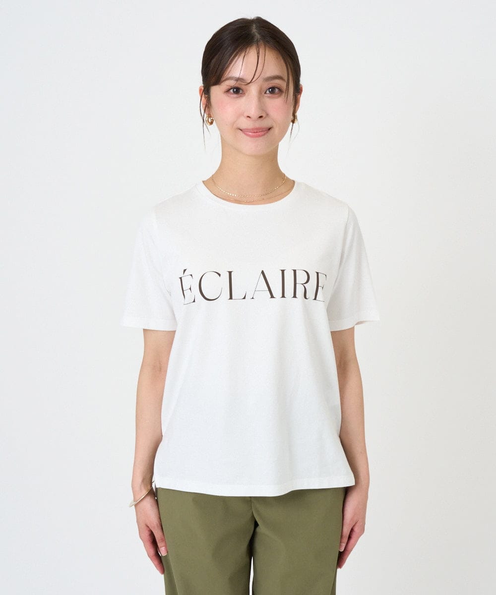 F1KGD41080 MK MICHEL KLEIN(小さいサイズ)(メゾン ドゥ サンク) 【小さいサイズ】ニュアンス配色コットンロゴTシャツ/洗濯機で洗える ホワイト