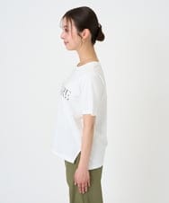 F1KGD41080 MK MICHEL KLEIN(小さいサイズ)(メゾン ドゥ サンク) 【小さいサイズ】ニュアンス配色コットンロゴTシャツ/洗濯機で洗える ホワイト