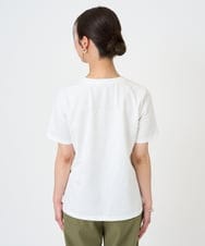 F1KGD41080 MK MICHEL KLEIN(小さいサイズ)(メゾン ドゥ サンク) 【小さいサイズ】ニュアンス配色コットンロゴTシャツ/洗濯機で洗える ホワイト