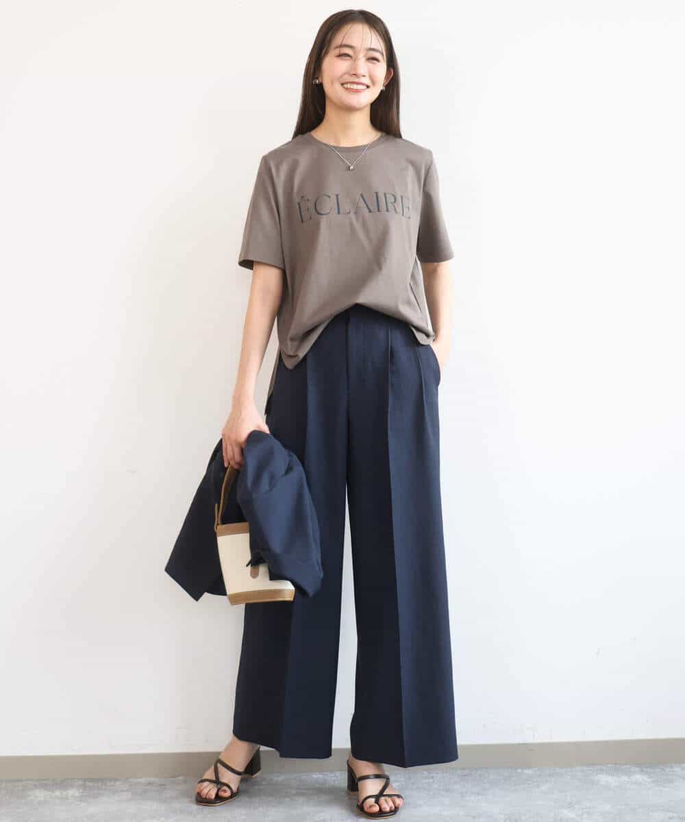 F1KGD41080 MK MICHEL KLEIN(小さいサイズ)(メゾン ドゥ サンク) 【小さいサイズ】ニュアンス配色コットンロゴTシャツ/洗濯機で洗える ホワイト