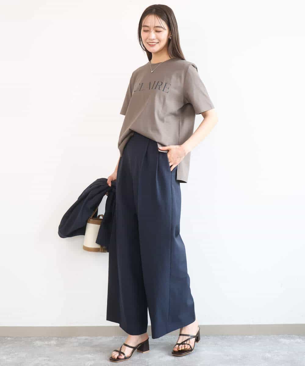 F1KGD41080 MK MICHEL KLEIN(小さいサイズ)(メゾン ドゥ サンク) 【小さいサイズ】ニュアンス配色コットンロゴTシャツ/洗濯機で洗える ホワイト