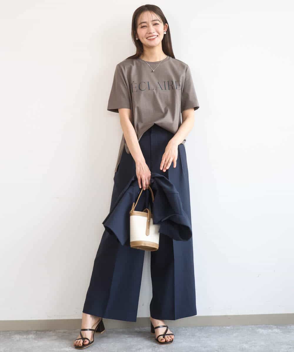 F1KGD41080 MK MICHEL KLEIN(小さいサイズ)(メゾン ドゥ サンク) 【小さいサイズ】ニュアンス配色コットンロゴTシャツ/洗濯機で洗える ホワイト