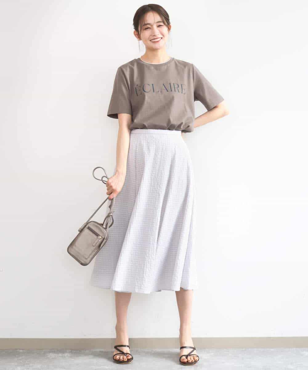 F1KGD41080 MK MICHEL KLEIN(小さいサイズ)(メゾン ドゥ サンク) 【小さいサイズ】ニュアンス配色コットンロゴTシャツ/洗濯機で洗える ホワイト