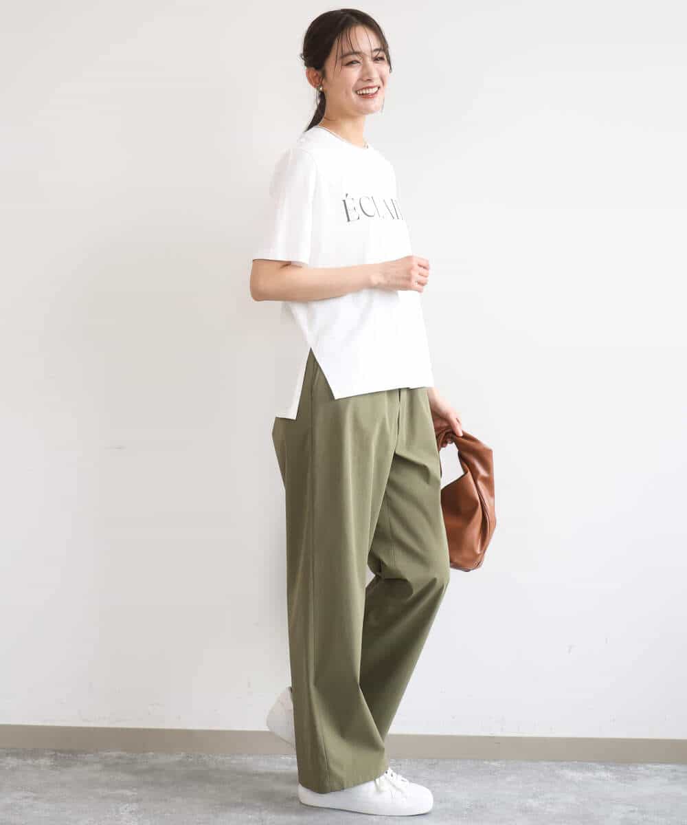 F1KGD41080 MK MICHEL KLEIN(小さいサイズ)(メゾン ドゥ サンク) 【小さいサイズ】ニュアンス配色コットンロゴTシャツ/洗濯機で洗える ホワイト