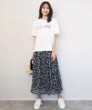 F1KGD41080 MK MICHEL KLEIN(小さいサイズ)(メゾン ドゥ サンク) 【小さいサイズ】ニュアンス配色コットンロゴTシャツ/洗濯機で洗える ホワイト