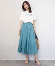 F1KGD41080 MK MICHEL KLEIN(小さいサイズ)(メゾン ドゥ サンク) 【小さいサイズ】ニュアンス配色コットンロゴTシャツ/洗濯機で洗える ホワイト