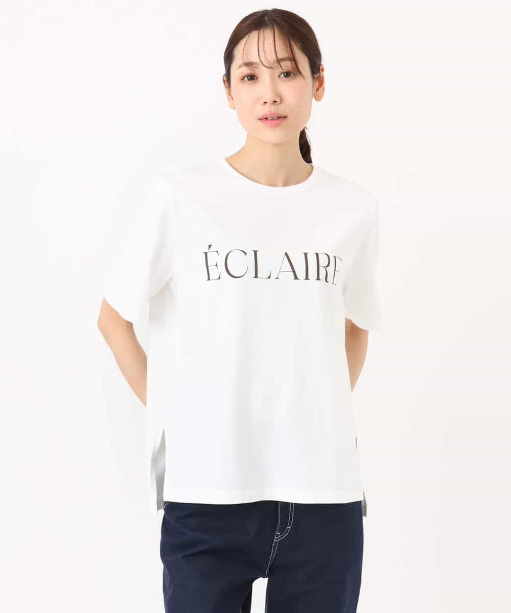 F1KGD41080 MK MICHEL KLEIN(小さいサイズ)(メゾン ドゥ サンク) 【小さいサイズ】ニュアンス配色コットンロゴTシャツ/洗濯機で洗える ホワイト
