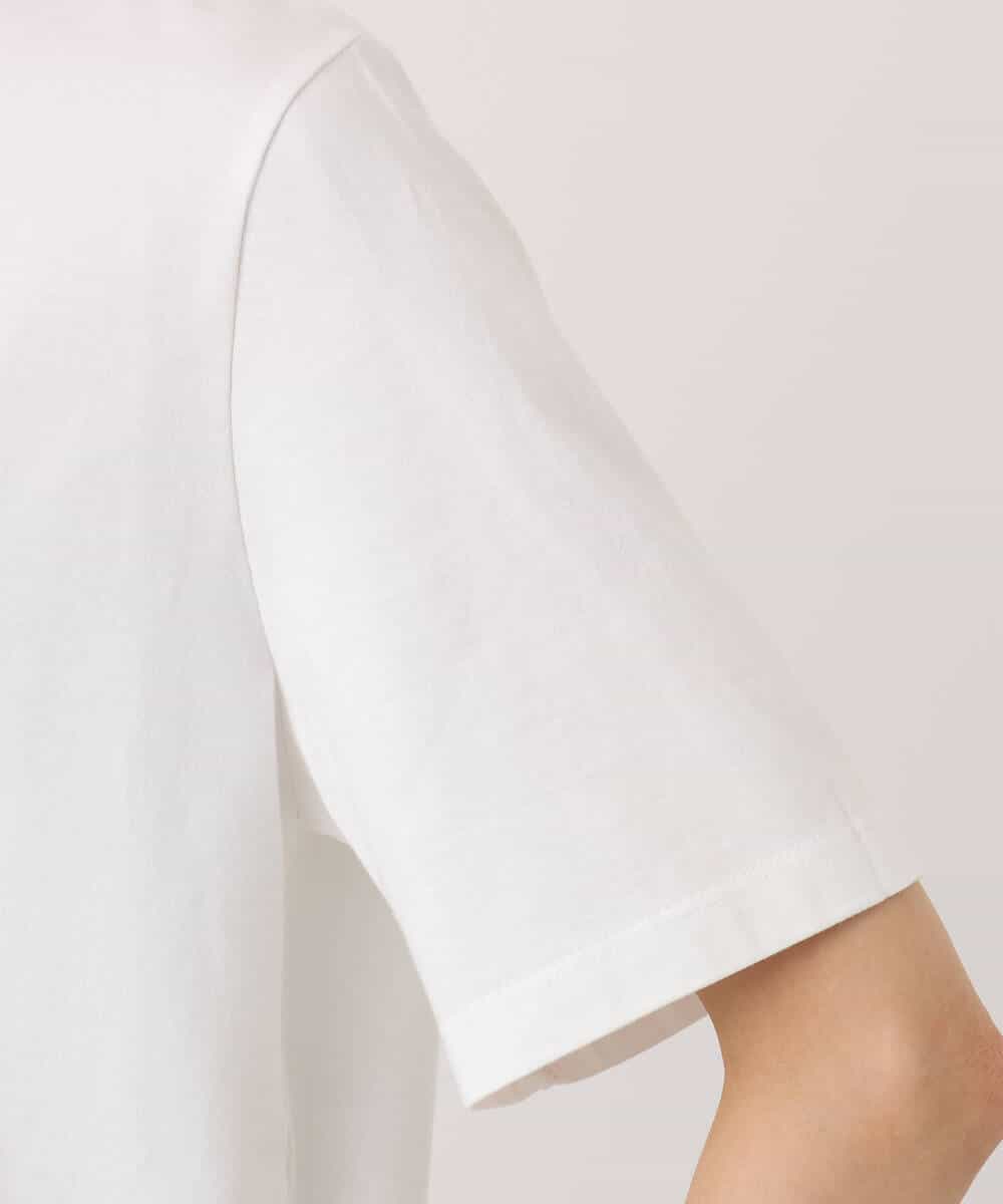 F1KGD41080 MK MICHEL KLEIN(小さいサイズ)(メゾン ドゥ サンク) 【小さいサイズ】ニュアンス配色コットンロゴTシャツ/洗濯機で洗える ホワイト