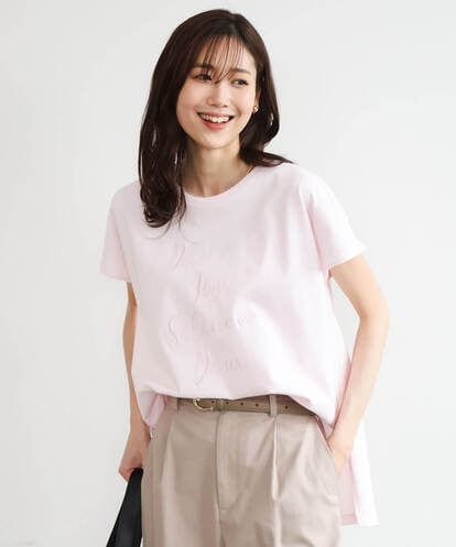 F1KGD50085  【小さいサイズ】[洗濯機で洗える]ニュアンスロゴ フレンチスリーブTシャツ