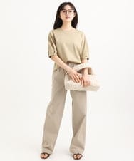 F1KGD51120 MK MICHEL KLEIN(小さいサイズ)(メゾン ドゥ サンク) 【小さいサイズ】[接触冷感/洗える]シルケットスムース タックスリーブカットソー ホワイト