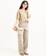 F1KGD51120 MK MICHEL KLEIN(小さいサイズ)(メゾン ドゥ サンク) 【小さいサイズ】[接触冷感/洗える]シルケットスムース タックスリーブカットソー ホワイト