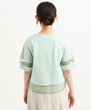 F1KGD56110 MK MICHEL KLEIN(小さいサイズ)(メゾン ドゥ サンク) 【小さいサイズ】[洗える]シアー切替えランタンスリーブカットソー ミント