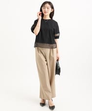 F1KGD56110 MK MICHEL KLEIN(小さいサイズ)(メゾン ドゥ サンク) 【小さいサイズ】[洗える]シアー切替えランタンスリーブカットソー ミント