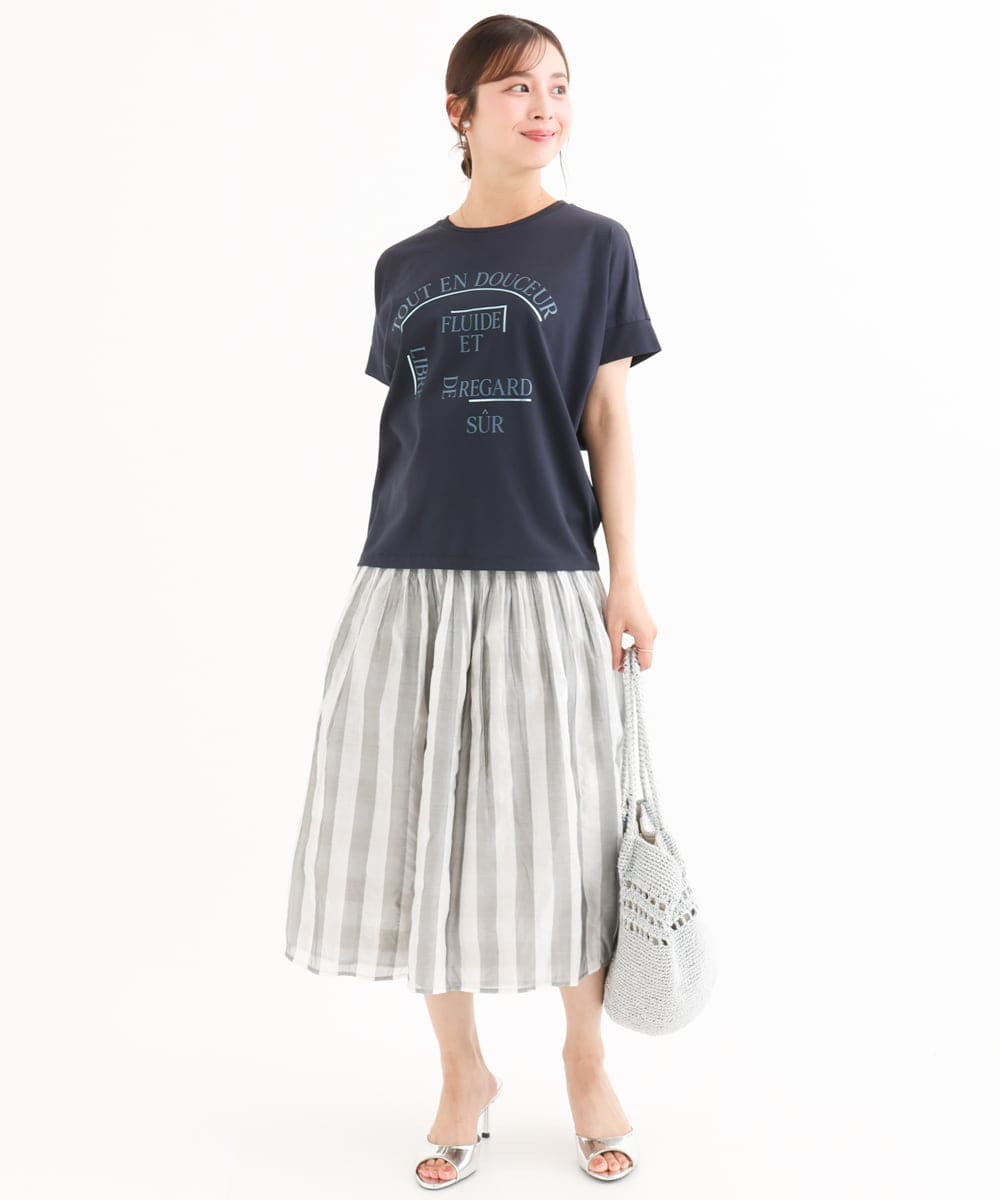 F1KGD60085 MK MICHEL KLEIN(小さいサイズ)(メゾン ドゥ サンク) 【小さいサイズ】[UVカット/接触冷感/洗濯機で洗える]デザインロゴTシャツ ホワイト