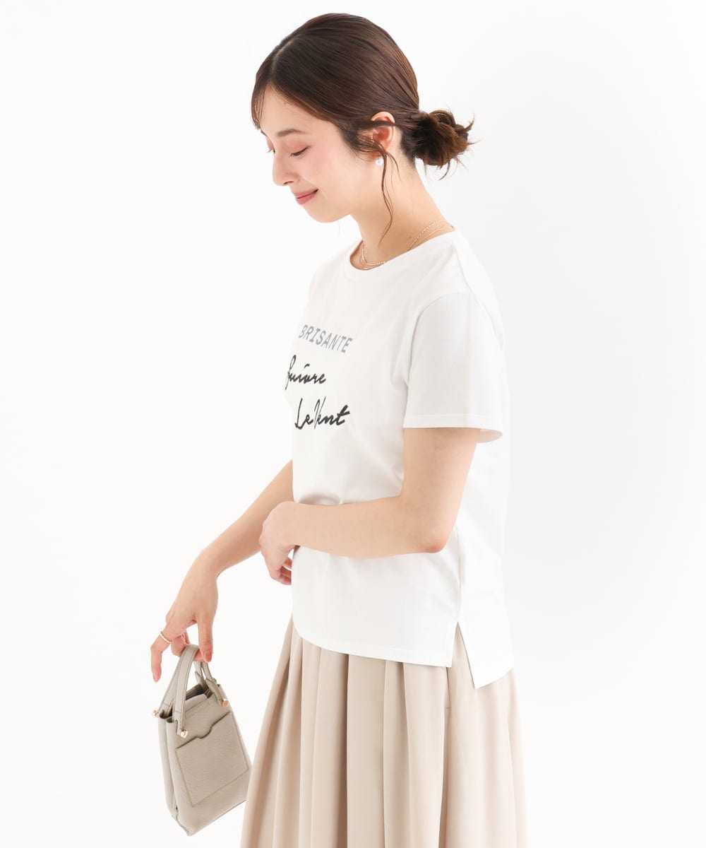 F1KGD61085 MK MICHEL KLEIN(小さいサイズ)(メゾン ドゥ サンク) 【小さいサイズ】[UVカット/接触冷感/洗濯機で洗える]デザインロゴTシャツ ホワイト