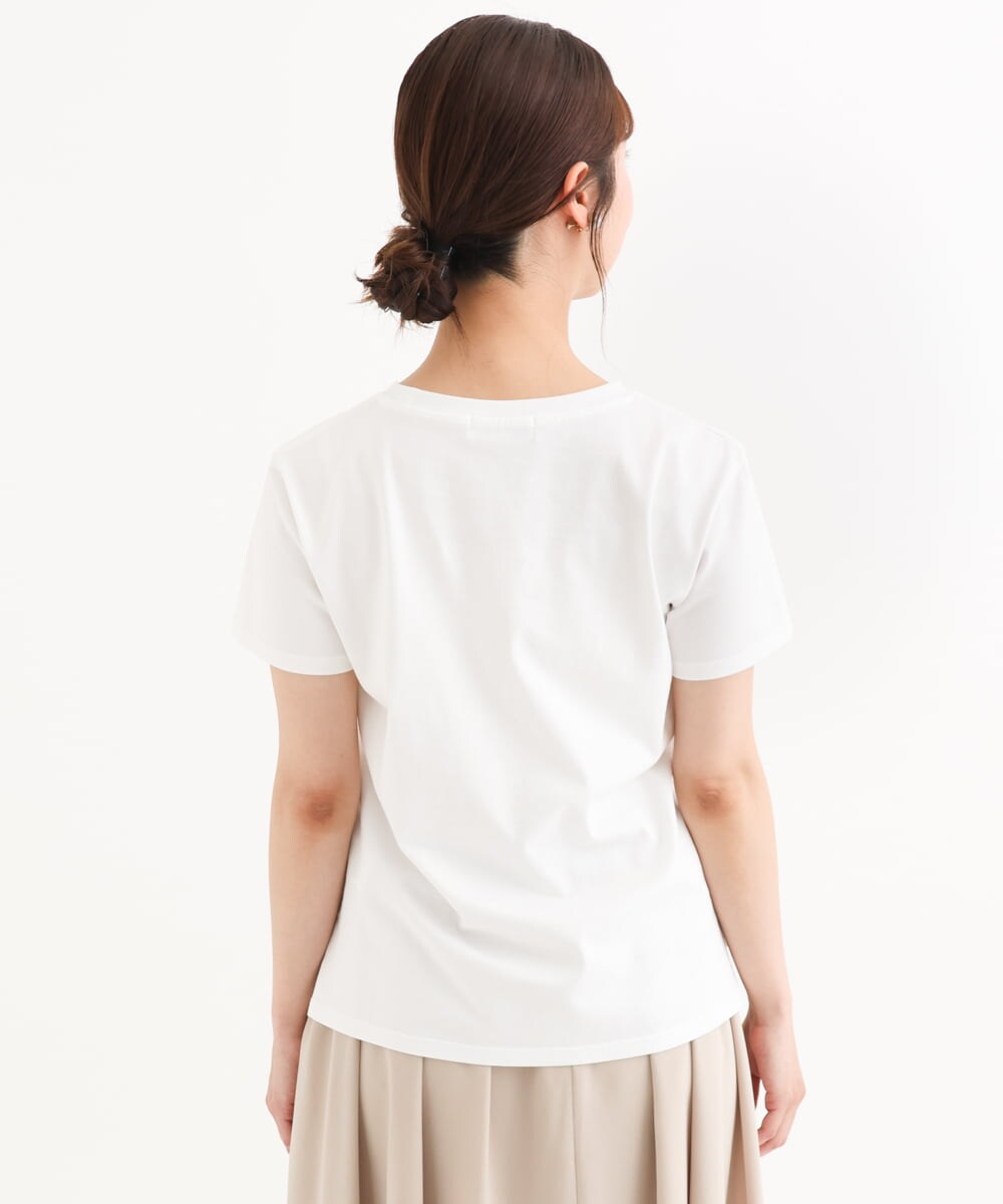 F1KGD61085 MK MICHEL KLEIN(小さいサイズ)(メゾン ドゥ サンク) 【小さいサイズ】[UVカット/接触冷感/洗濯機で洗える]デザインロゴTシャツ ホワイト