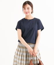 F1KGD62090 MK MICHEL KLEIN(小さいサイズ)(メゾン ドゥ サンク) 【小さいサイズ】[接触冷感/洗える]裾ドロストデザインカットソー ネイビー