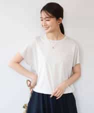 F1KGD62090 MK MICHEL KLEIN(小さいサイズ)(メゾン ドゥ サンク) 【小さいサイズ】[接触冷感/洗える]裾ドロストデザインカットソー グレージュ