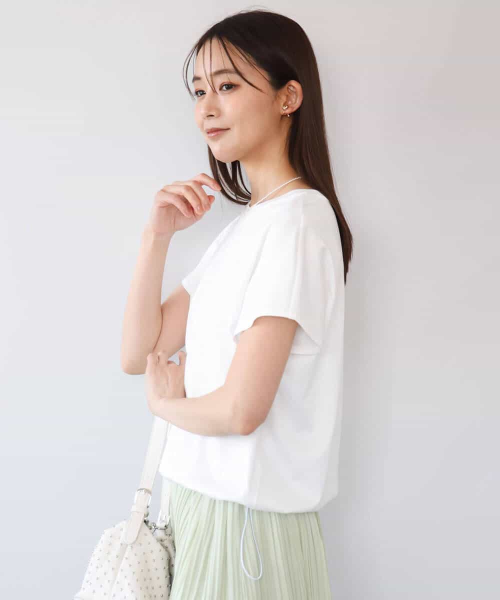 F1KGD62090 MK MICHEL KLEIN(小さいサイズ)(メゾン ドゥ サンク) 【小さいサイズ】[接触冷感/洗える]裾ドロストデザインカットソー グレージュ