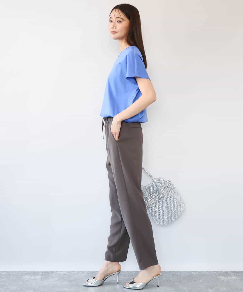F1KGD62090 MK MICHEL KLEIN(小さいサイズ)(メゾン ドゥ サンク) 【小さいサイズ】[接触冷感/洗える]裾ドロストデザインカットソー グレージュ