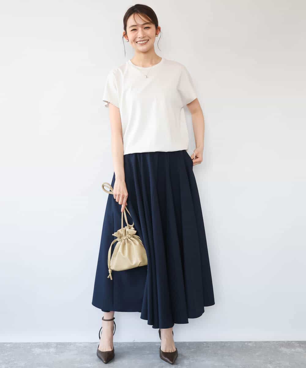 F1KGD62090 MK MICHEL KLEIN(小さいサイズ)(メゾン ドゥ サンク) 【小さいサイズ】[接触冷感/洗える]裾ドロストデザインカットソー グレージュ