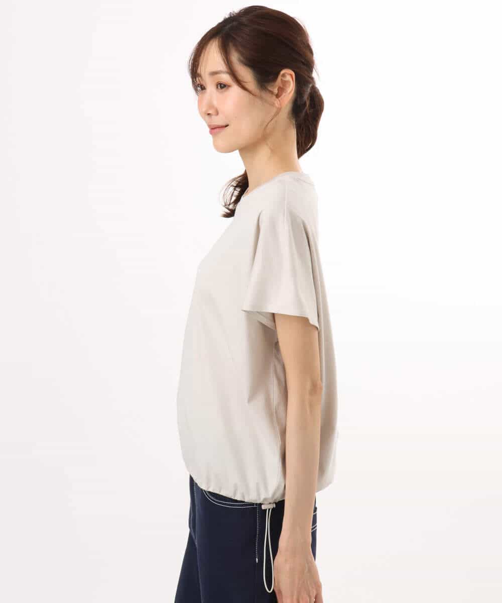 F1KGD62090 MK MICHEL KLEIN(小さいサイズ)(メゾン ドゥ サンク) 【小さいサイズ】[接触冷感/洗える]裾ドロストデザインカットソー グレージュ