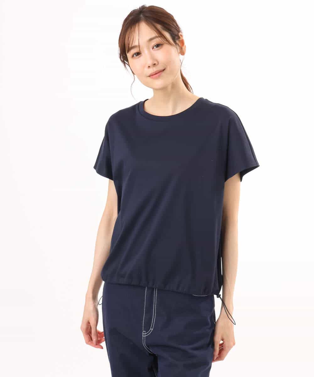 F1KGD62090 MK MICHEL KLEIN(小さいサイズ)(メゾン ドゥ サンク) 【小さいサイズ】[接触冷感/洗える]裾ドロストデザインカットソー グレージュ