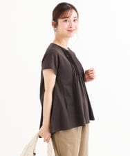 F1KGD62130 MK MICHEL KLEIN(小さいサイズ)(メゾン ドゥ サンク) 【小さいサイズ】[接触冷感/洗える]シルケット天竺Aラインカットソー ホワイト
