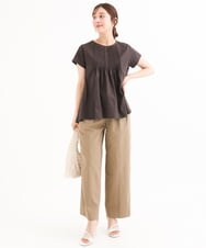 F1KGD62130 MK MICHEL KLEIN(小さいサイズ)(メゾン ドゥ サンク) 【小さいサイズ】[接触冷感/洗える]シルケット天竺Aラインカットソー ホワイト