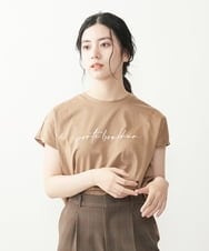 F1KGP08085 MK MICHEL KLEIN(小さいサイズ)(メゾン ドゥ サンク) 【小さいサイズ】フレンチスリーブロゴTシャツ/洗える キャメル