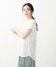 F1KGP08085 MK MICHEL KLEIN(小さいサイズ)(メゾン ドゥ サンク) 【小さいサイズ】フレンチスリーブロゴTシャツ/洗える キャメル