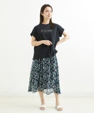 F1KGS06075 MK MICHEL KLEIN(小さいサイズ)(メゾン ドゥ サンク) 【小さいサイズ】フレンチスリーブロゴTシャツ/洗える ホワイト