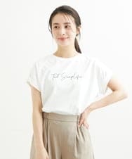 F1KGS06075 MK MICHEL KLEIN(小さいサイズ)(メゾン ドゥ サンク) 【小さいサイズ】フレンチスリーブロゴTシャツ/洗える ホワイト