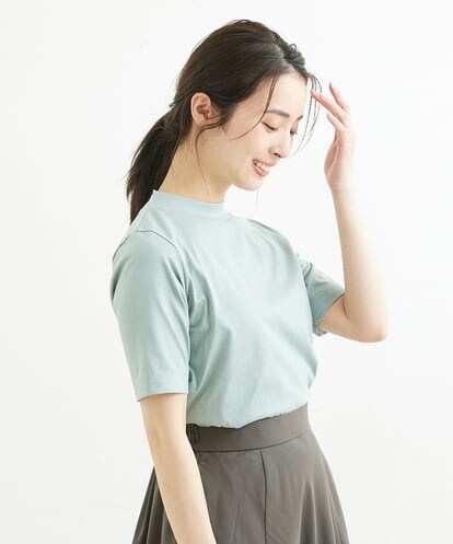 F1KGS11085  【小さいサイズ】モックネックTシャツ/洗える