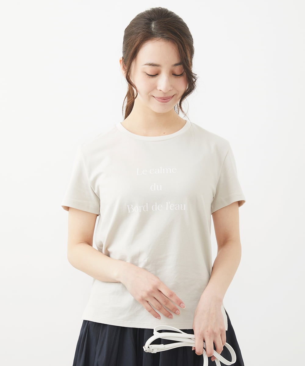 F1KGV40075 MK MICHEL KLEIN(小さいサイズ)(メゾン ドゥ サンク) 【小さいサイズ】ベーシックロゴTシャツ/洗える ベージュ