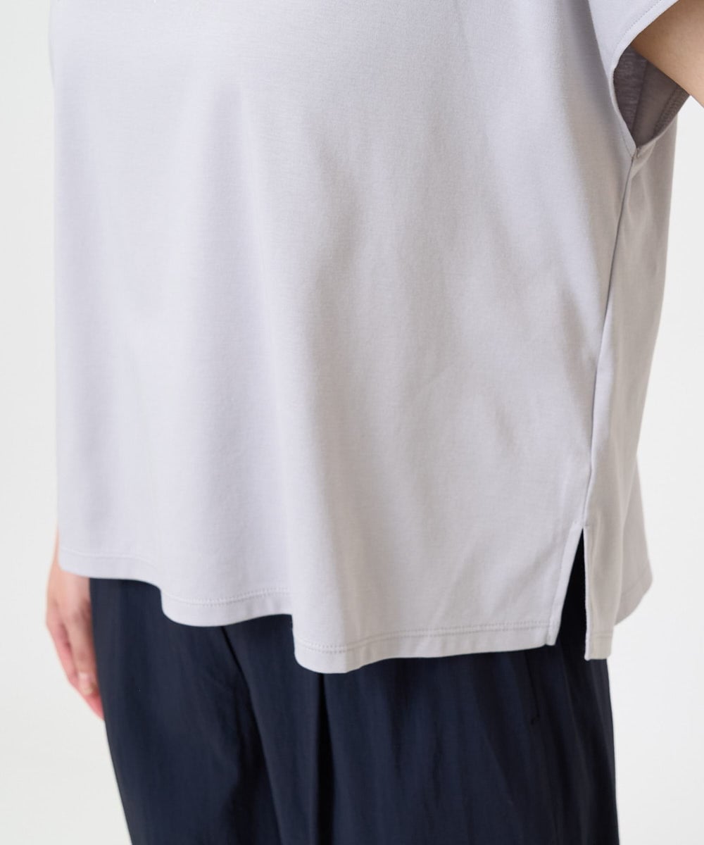 F1KGV60075 MK MICHEL KLEIN(小さいサイズ)(メゾン ドゥ サンク) 【小さいサイズ】フレンチスリーブ ロゴTシャツ/接触冷感/洗える/きれいめ派に ホワイト