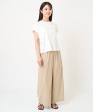 F1KGV60075 MK MICHEL KLEIN(小さいサイズ)(メゾン ドゥ サンク) 【小さいサイズ】フレンチスリーブ ロゴTシャツ/接触冷感/洗える/きれいめ派に ホワイト