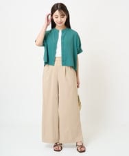 F1KGV60075 MK MICHEL KLEIN(小さいサイズ)(メゾン ドゥ サンク) 【小さいサイズ】フレンチスリーブ ロゴTシャツ/接触冷感/洗える/きれいめ派に ホワイト