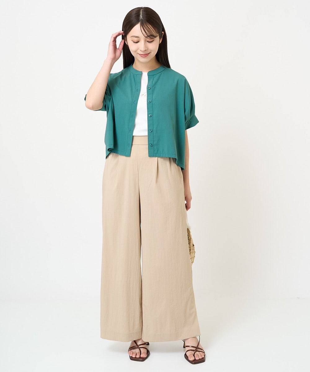 F1KGV60075 MK MICHEL KLEIN(小さいサイズ)(メゾン ドゥ サンク) 【小さいサイズ】フレンチスリーブ ロゴTシャツ/接触冷感/洗える/きれいめ派に ホワイト