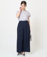 F1KGV60075 MK MICHEL KLEIN(小さいサイズ)(メゾン ドゥ サンク) 【小さいサイズ】フレンチスリーブ ロゴTシャツ/接触冷感/洗える/きれいめ派に ホワイト