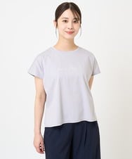 F1KGV60075 MK MICHEL KLEIN(小さいサイズ)(メゾン ドゥ サンク) 【小さいサイズ】フレンチスリーブ ロゴTシャツ/接触冷感/洗える/きれいめ派に ホワイト