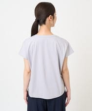 F1KGV60075 MK MICHEL KLEIN(小さいサイズ)(メゾン ドゥ サンク) 【小さいサイズ】フレンチスリーブ ロゴTシャツ/接触冷感/洗える/きれいめ派に ホワイト
