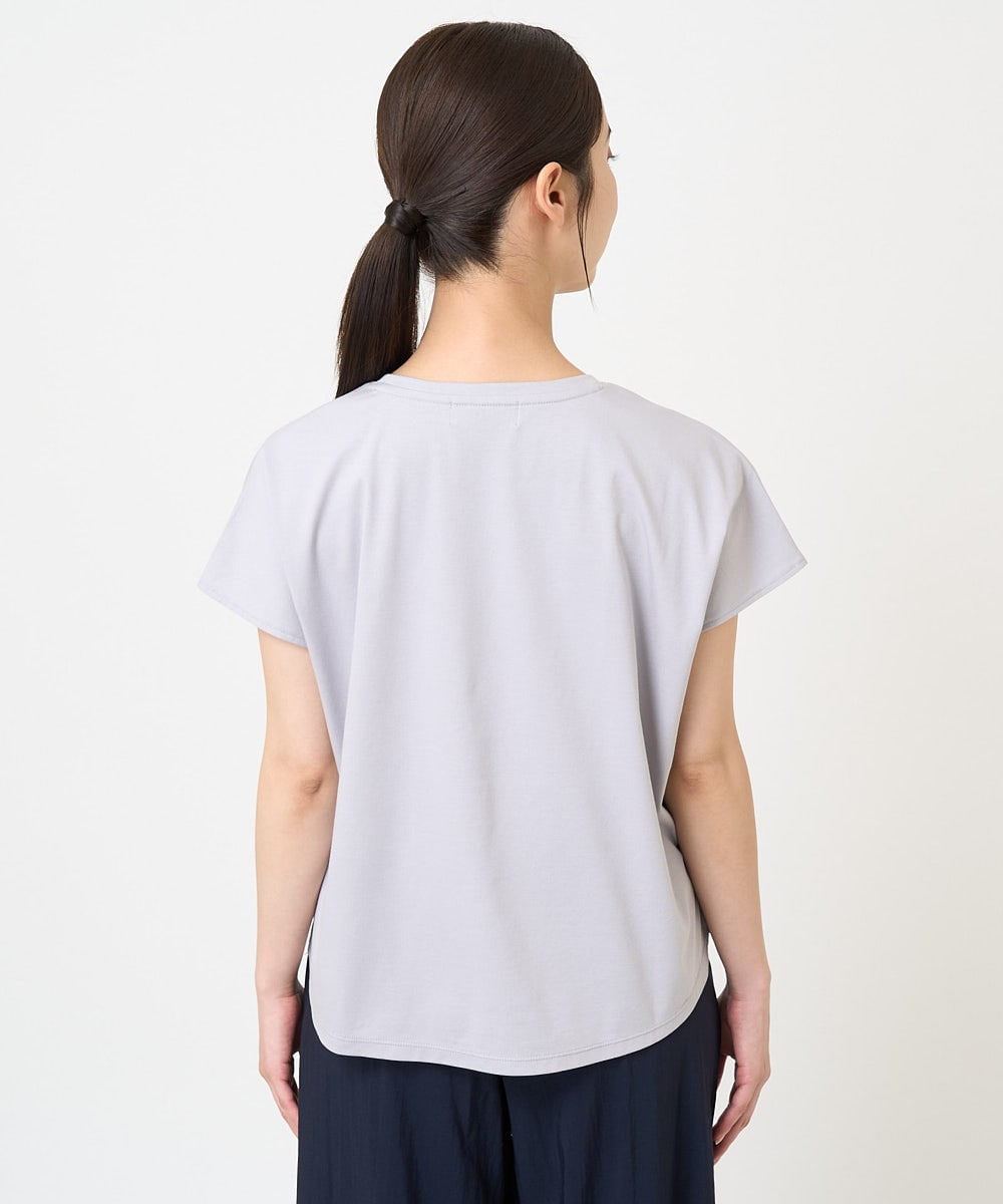 F1KGV60075 MK MICHEL KLEIN(小さいサイズ)(メゾン ドゥ サンク) 【小さいサイズ】フレンチスリーブ ロゴTシャツ/接触冷感/洗える/きれいめ派に ホワイト