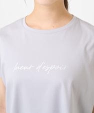 F1KGV60075 MK MICHEL KLEIN(小さいサイズ)(メゾン ドゥ サンク) 【小さいサイズ】フレンチスリーブ ロゴTシャツ/接触冷感/洗える/きれいめ派に ホワイト